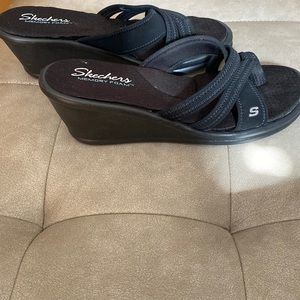 Black Skechers sandals size 10 never worn